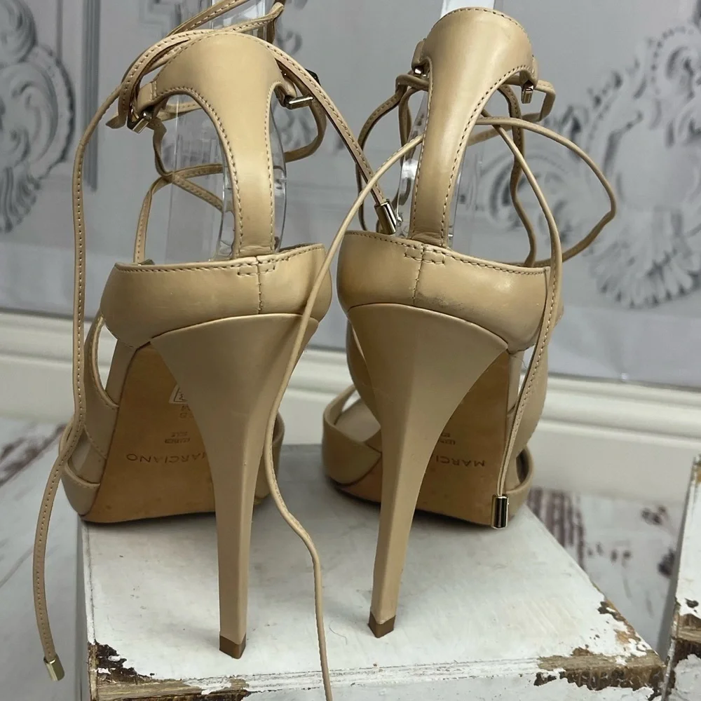 Elegant Beige Strappy Gladiator Heels Sexy Sandals